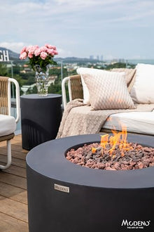 AMS Fireplace | Modeno | Venice | Firepit Table | Cover and Lava Rocks Included | (Fuel: Natural Gas - Black)
