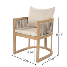 Christopher Knight Home Malo Outdoor Dining Chairs Set of 4 with Cushion, Acacia Wood Patio Dining Chair with Woven Rope Accent, Kitchen Side Chair, Patio Furniture Dining Set, Light Teak+ Beige