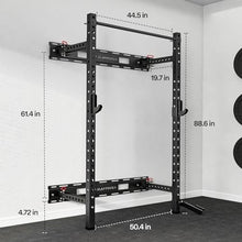 SkiPack Folding Squat Rack Wall Mounted with Weight Bench Black