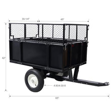 ATV Trailer Steel Dump Cart, 750lbs 22 Cubic Feet Utility Trailer Lawn Garden Trailer with Heavy Duty Tow Behind Carts and Removable Sides for Tractors, ATV, UTV, Lawn Mowers