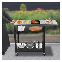 ELUKHT 4-Tier Stainless Steel BBQ Cart Rolling Grill Table for Camping & Office Portable Barbecue Trolley with Wheels Outdoor Cooking Station BBQ Accessories
