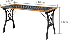 ERoomQ Outdoor GThe Bench,Outdoor GThe Terrace Bench, Cast Iron Anticorrosive Solid Wood Seat Leisure Table and Chair Combination,Balcony Park Bench with Backrest and Armrests (Table)