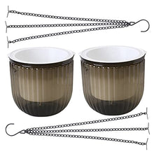 4 pcs Planters Hanging Garden Inch and Self Gray Fence for Chains Hooks Plants Resin Succulent Chain Plant Decorative Pots Round Containers Outdoor Indoor Basket (Greyx3pcs 16.5X15CMx3pcs)