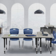 Regency Kee Adjustable Classroom Table Set with 18" Andy Chairs Maple/Navy