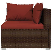 HEFZGDB 9 Piece Patio Lounge Set with Cushions Poly Rattan Brown Outdoor Patio Furniture Set Patio Furniture Set Patio Table and Chairs Set Suitable for Garden, Living Room, Poolside.