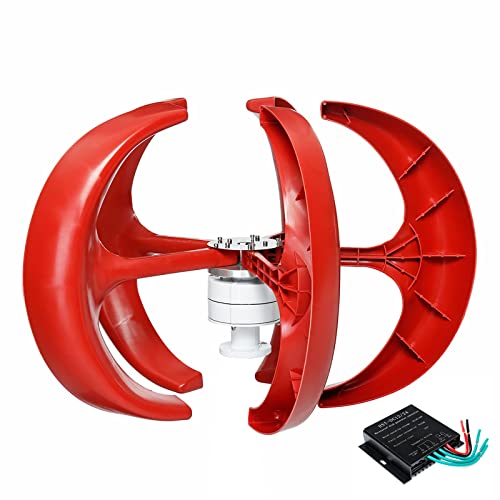 FEICHANGHAO 1000W No Noise Vertical Wind Turbine Generator, 12V 24V 48V Portable Vertical Wind Power Turbine Generator Kit with Controller for Homeuse Residential(red),12v