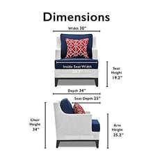 Tommy Hilfiger Hampton Modern White Mesh Outdoor Patio Furniture Collection Gunmetal Frame, Arm Chair, White & Navy