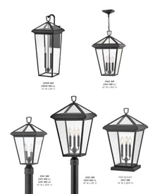 Hinkley Alford Place 2562MB Large Outdoor Hanging Lantern, Adjustable 60" Chain, Die Cast Aluminum Frame, Sealed Clear Glass, Museum Black