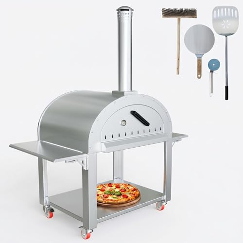 Garvee 44" Outdoor Wood‑Fired Pizza Oven,Stainless Steel Grill Oven