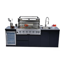 96" 6-Burner Outdoor Kitchen Island Modular BBQ Grill Black&Sivler LPG
