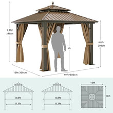 YITAHOME 10x10ft Hardtop Gazebo with Nettings and Curtains Bronze