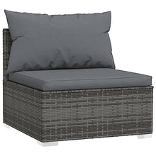 Heofavd 6-Piece Grey PE Rattan Garden Lounge Set Modular Outdoor Sectional Furniture 24.8x23.6x11.8 in Weather-Resistant Cushions for Patio Balcony Backyard
