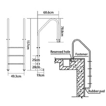 Stainless Steel Pool Ladder 3 Step Swimming Pool Handrail for 94-113 Pool Tube Wall Thickness 1.2mm Need to be Embedded/Silver / 157x49.3x19cm (Silver 157x49.3x19cm)