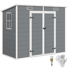 Outsunny 8' x 4' Outdoor Storage Shed Waterproof Resin with Floor Gray