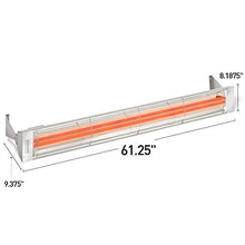Infratech WD-6024 CP Stainless Steel Fixture Dual Element Electric Patio Heater 61.25" Long, 6000 Watt, 240 Volts, Copper Finish