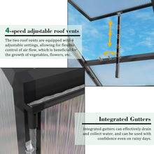 Greenhouse with Aluminium Alloy Frame and High Headroom for Growing Plants, Flowers, Outdoor Plant Green Houses with Drainage Gutter System and Double Door Design for Backyard