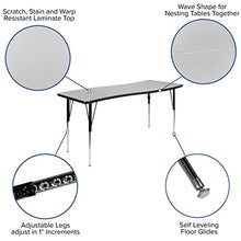 Flash Furniture Wren Rectangular Wave Grey Activity Table Adjustable Legs