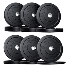 ToughFit Bumper Plate with Steel Insert - Rubber 2" Olympic Barbell Weightlifting Plates Set Black