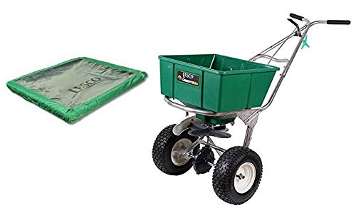 Lesco High Wheel Walk-Behind Fertilizer Spreader with Hopper Cover Bundle