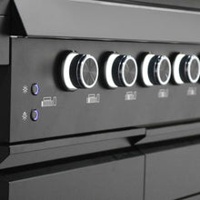 58 in. Newport Coll 6 Burner Propane Grill, Side Griddle, Matte Black