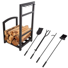 DJVHSRI Firewood Storage Rack Simple Iron Black Fireplace Tools Firewood Rack Home Floor Disassembled Wood Firewood Shelf,