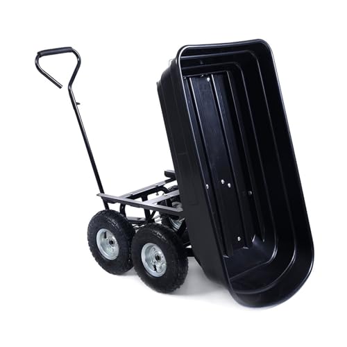 Garden Dump Cart Heavy Duty Wheelbarrow Cart Non-Slip Pneumatic Tires, for Transportation in Yard Farm Garden