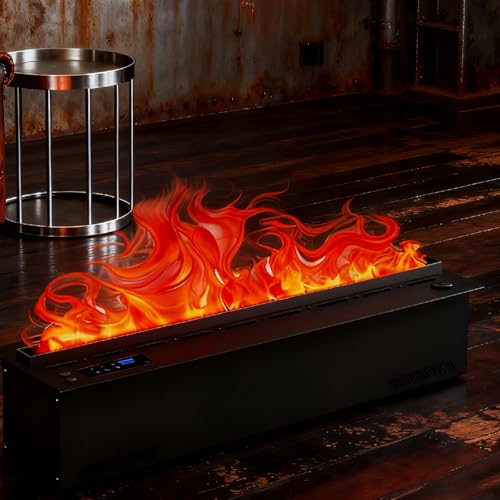 Water Vapor Fireplace Recessed-1-9h Timing,9 Adjustable Light Effects/1-5 Adjustable Flame Sizes,3D Water Vapor Fireplace,with Remote Control,for Office, Home, Hotel,Restaurant 80cm