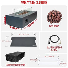 AMS 55" Rectangular Concrete Natural Gas Fire Pit Table (Wavy Dark Gray)