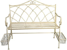 HHHJQFAAT Park Terrace Bench Outdoor Benches Weatherproof and Rust-Proof Cast Iron Retro Garden Bench 2-Seater Courtyard Bench with Storage Basket