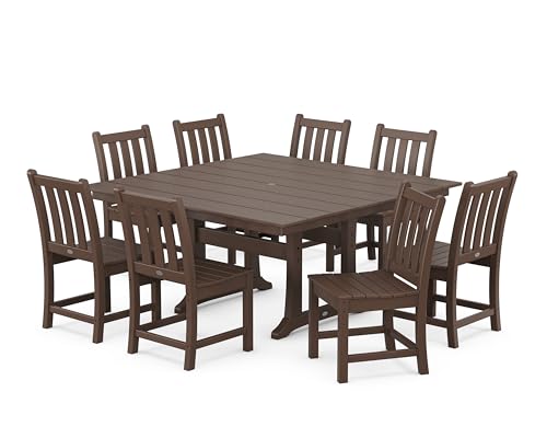 Polywood Traditional Garden 9-Piece Farmhouse Dining Set (Mahogany)