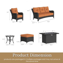 Aeeiua 7 Piece Patio Furniture Set with Fire Pit Table
