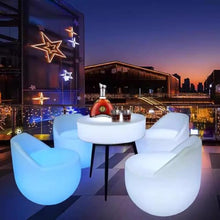 LED Glow Leisure Table Chair Set Of 5, Bar/lounge Round Coffee Table Waterproof Round Lighted Stool for Home Patio Party Mood Lighting Decor(White-B)
