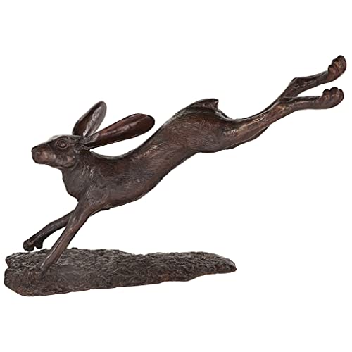 Design Toscano Leaping Hare Jumping Rabbit Cast Bronze Garden Statue Brown
