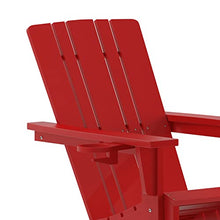 Taylor & Logan Hedley Adirondack Chair with Cup Holder, Weather Resistant HDPE Adirondack Chair in Red, Set of 2