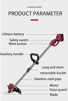 Portable Electric Grass Trimmer Cordless String Brushless Grass Trimmer Weed Eater for Lawn Trimming Care Pathway Edging 30000mA High Capacity Rechargeable Battery