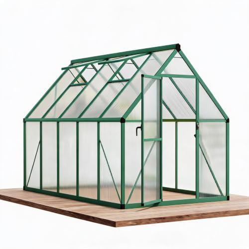 6x9 ft Outdoor Walk-in Greenhouse Aluminum Frame Polycarbonate Panel
