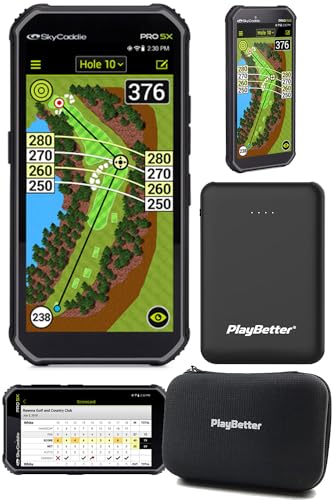 PlayBetter SkyCaddie PRO 5X Handheld Golf GPS Power Bundle Charger & Hard Case