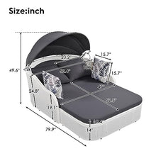 YWMLFZ 79.9" Outdoor Sunbed with Adjustable Canopy, Lounge, PE Rattan Daybed, White Wicker