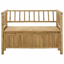 HKTMGDNG Bamboo Garden Storage Bench, 43 Inch Natural Patio Loveseat
