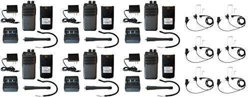 SRcommunications DMR Portable Radio with Surveillance Headsets, 400-470MHz, 256 Channels, 16 Zones, 4W Clear