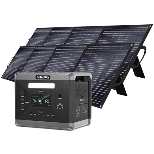 SolarPlay 2400W Portable Power Station, 2160Wh Large Capacity Solar Generator with 2x200W Solar Panel, BMS Emergency Power Station for Home Backup, Camping, Outdoor Battery Backup