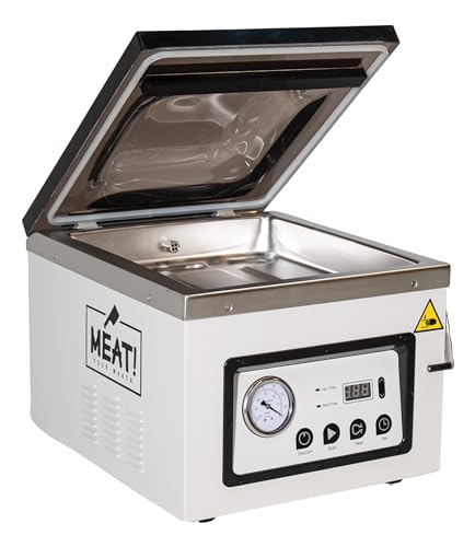 MEAT! Your Maker. Chamber Vacuum Sealer with 12" Sealing Bar and Adjustable Seal Time White/Black