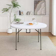 BTEXPERT Set of 5, White 4 Ft 48inch Round Plastic Folding Table Commercial Portable for Banquet Dining Wedding Party Events Home Kitchen Patio Backyard Indoor Outdoor