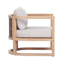 Christopher Knight Home Fido Acacia Wood Lounge Chair Outdoor Set of 2 with Cushion, Solid Wood Patio Accent Chair with PE Wicker Backrest, Patio Furniture Set Sofa Chair, Light Teak+Beige
