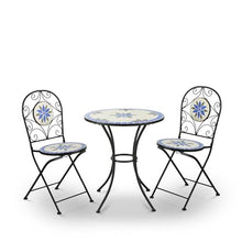 Alpine Corporation Blue and Beige Mosaic Bistro Set, 3-Piece