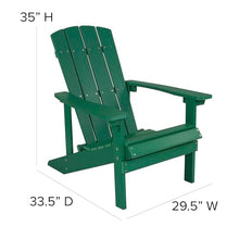 BizChair Poly Resin Adirondack Chair - Green - All Weather - Indoor/Outdoor - Set of 4