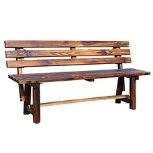 Garden Bench Outdoor Garden Bench Terrace Lounge Seating Anticorrosive carbonized Solid Wood Park Chair Garden Double Chair Lawn Benches with backrests for 2-3 People for Balcony Deck Backyard (150CM