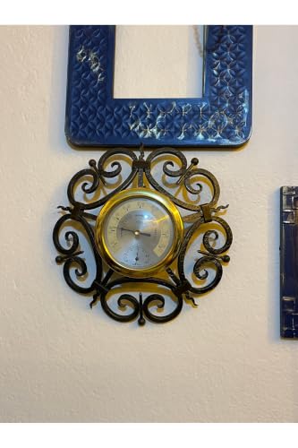Antique Barometer Thermometer | Classic Metal Weather Station for Home Decor | Vintage Style Wall Hanging for Living Room or Study | 8 x 2 inches - Black, 8x2 inch