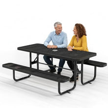 OUTTANS Commercial Metal Picnic Table, Black, 6' Rectangular