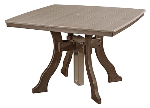 American Furniture Classics Model 44S-D-WWTB Dining Height Square Table in Weatherwood with a Tudor Brown Base, Made in The USA